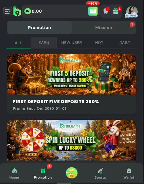 Real Bonuses and Promotions In B9 Game
